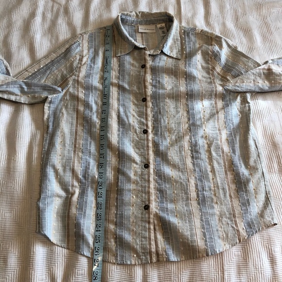 Alfred Dunner Botton Up Casual Textured Top - Picture 4 of 6